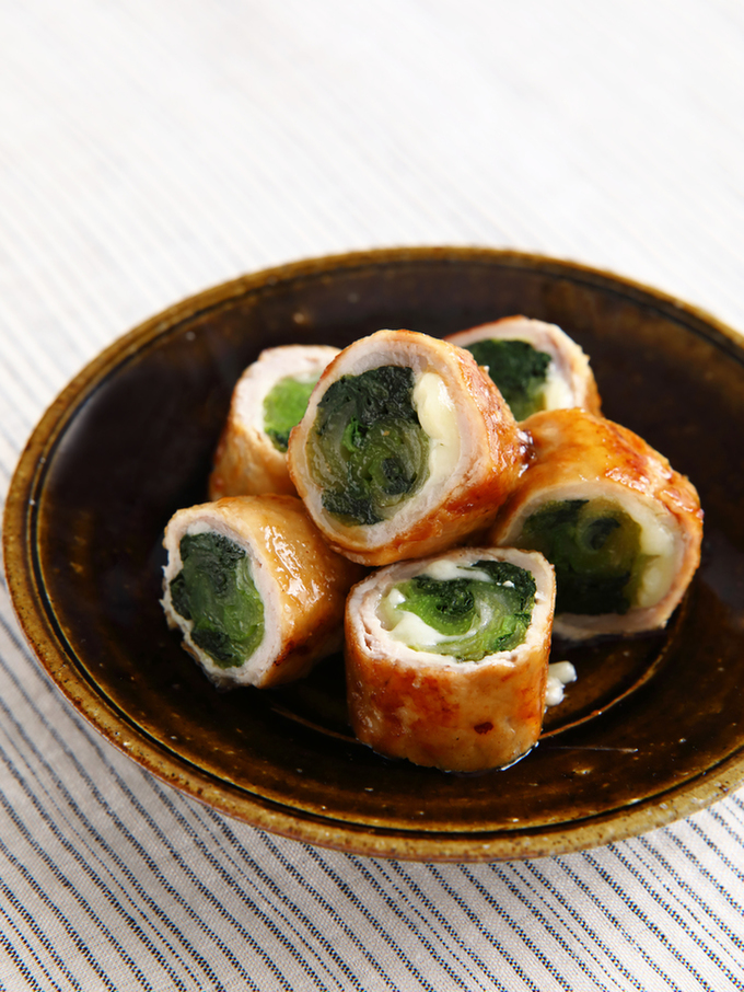 小松菜とチーズの肉巻き