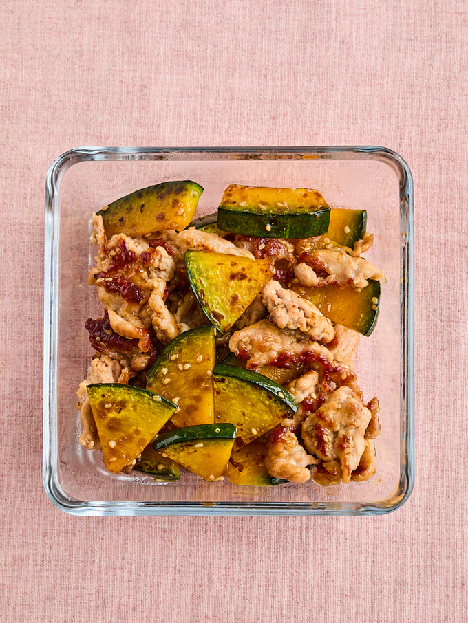 作り置きに 豚肉とかぼちゃの照り焼き