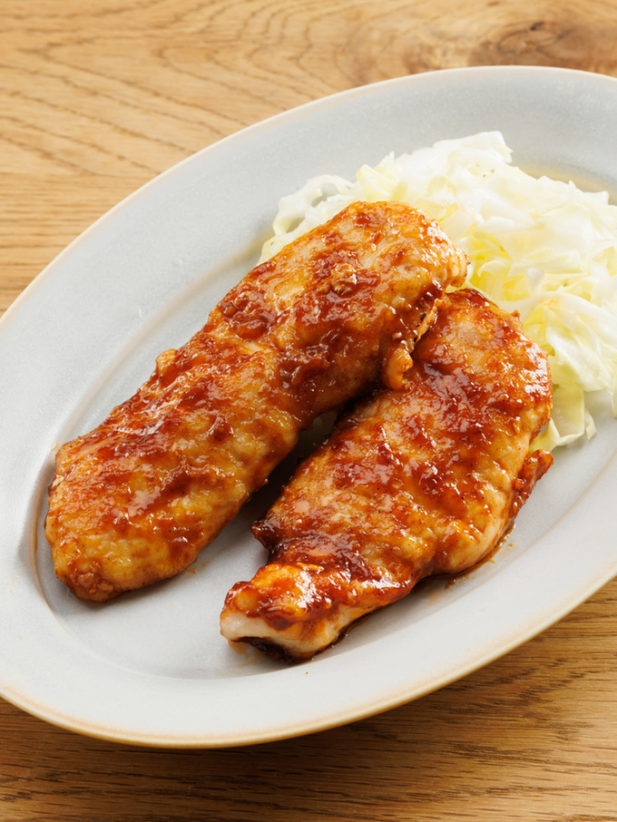 鶏むね肉でやわらかポークチャップ風