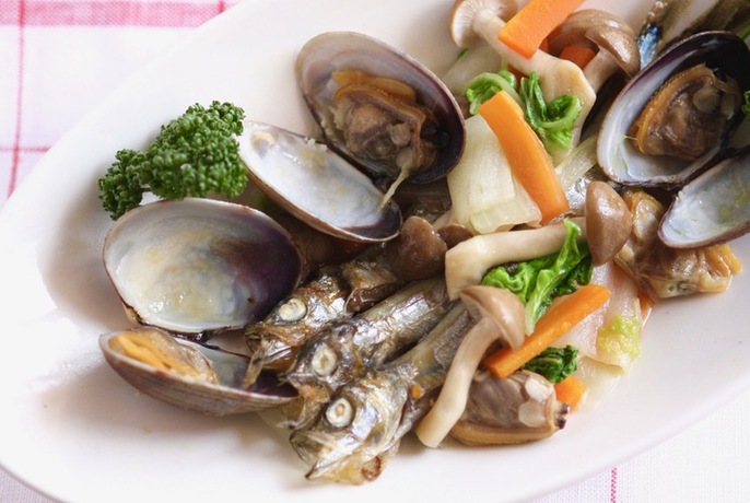 ししゃもと野菜（あさり入り）の簡単炒め料理