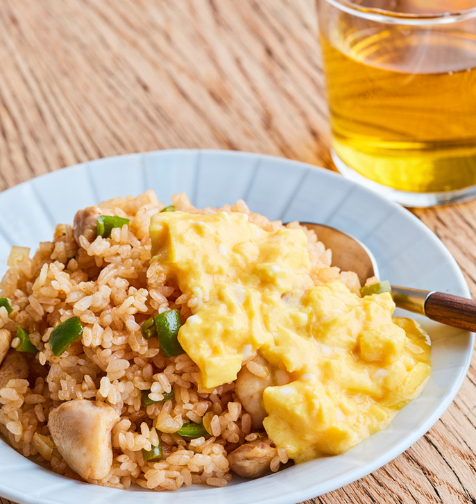電子レンジで ふわとろオムライス