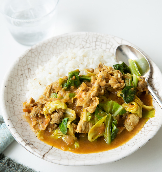 トマトとキャベツの和風カレーライス