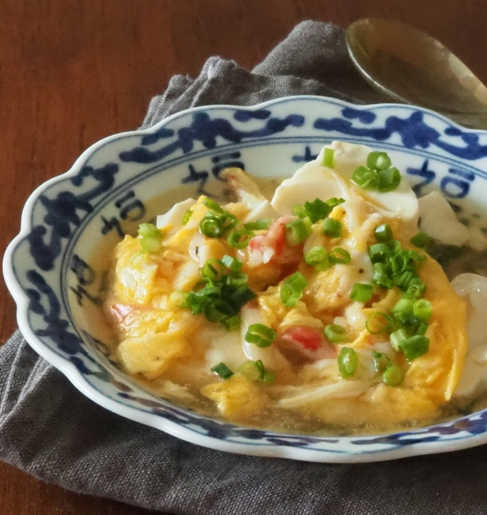 豆腐のかに玉あんかけ