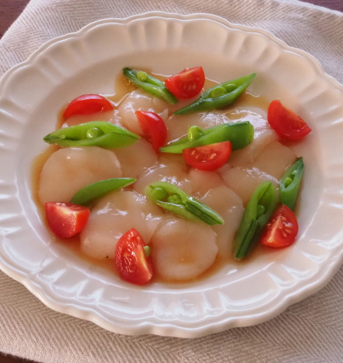 ほたてとスナップエンドウのカルパッチョ