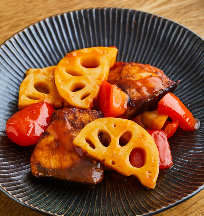 ぶりとれんこんの甘酢あん