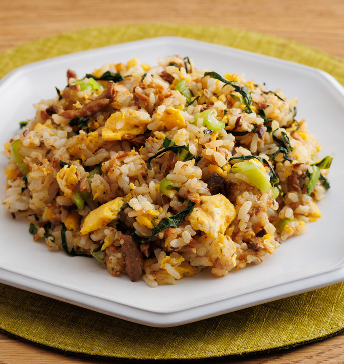 いわし缶とチンゲン菜の和風チャーハン