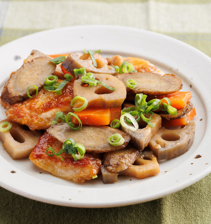 鶏肉と根菜の甘辛炒め