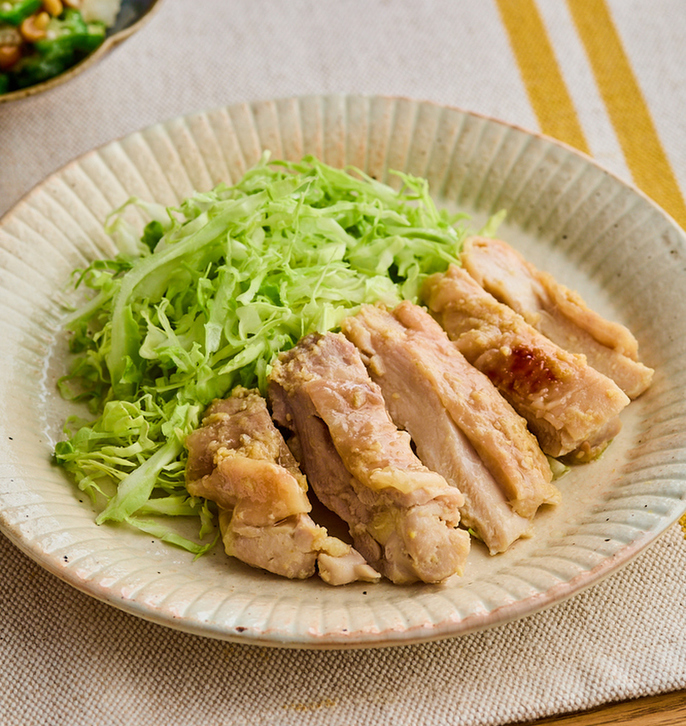 電子レンジで　鶏肉のしょうがみそ焼き