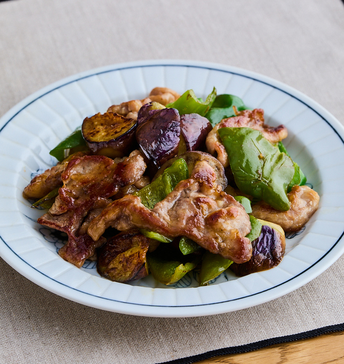 豚肉となすの甘酢炒め