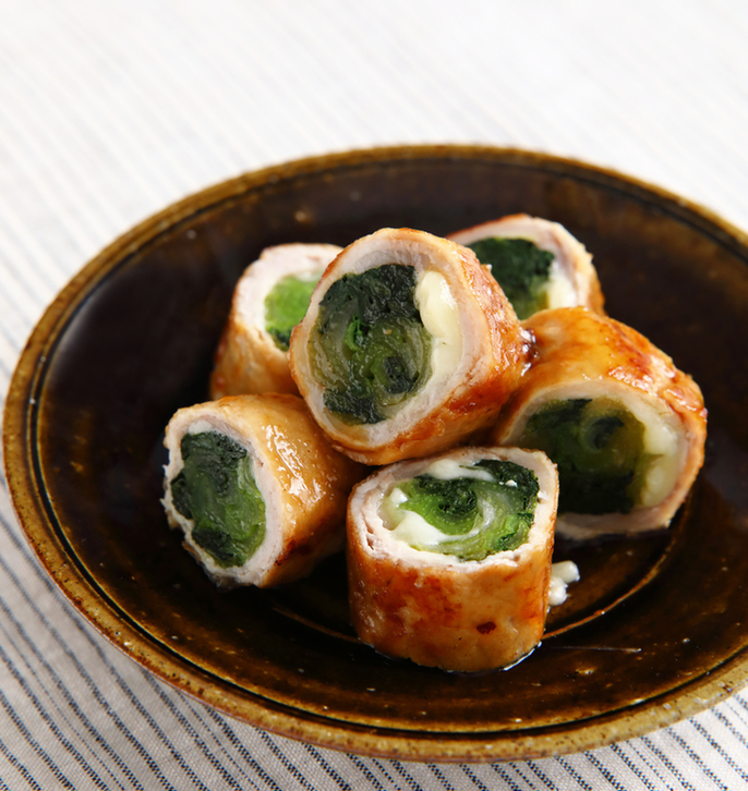 小松菜とチーズの肉巻き