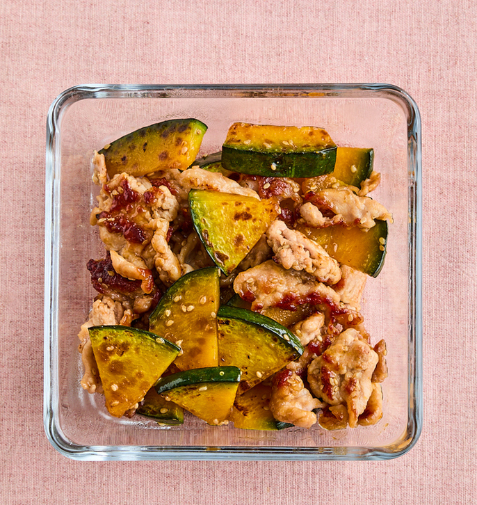 作り置きに 豚肉とかぼちゃの照り焼き