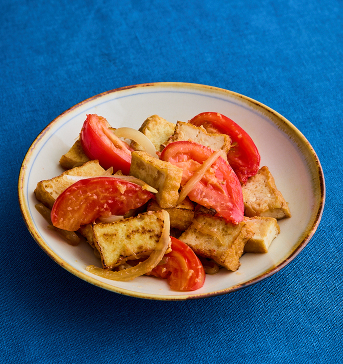 厚揚げとトマトのしょうが炒め