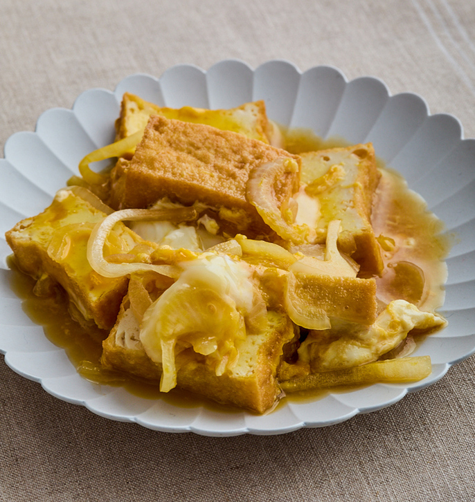 レンジで厚揚げ卵とじ