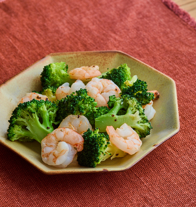 えびとブロッコリーの塩炒め