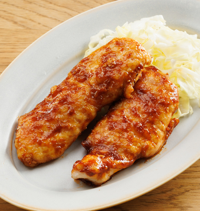 鶏むね肉でやわらかポークチャップ風