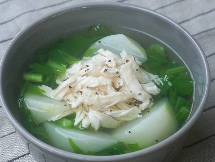 あっさりヘルシー かぶとささみのスープ