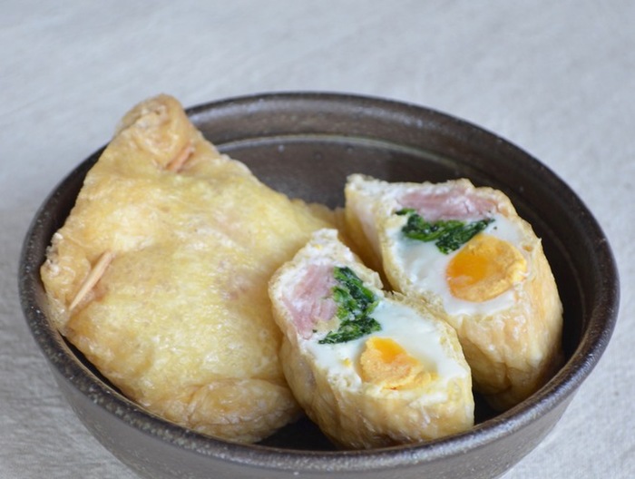 朝食にも ほうれん草とベーコンのエッグ巾着