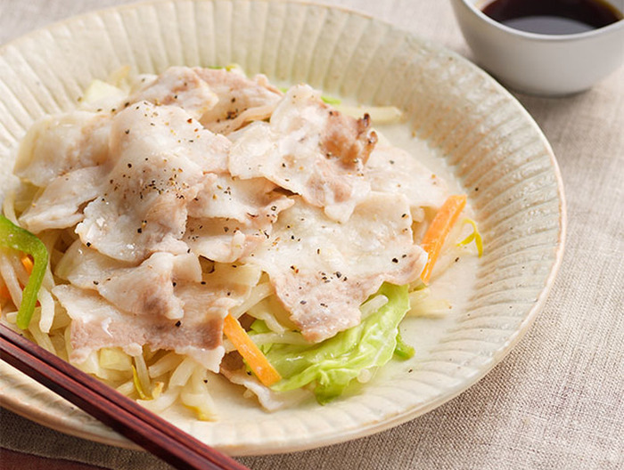 豚肉と野菜の電子レンジ蒸し