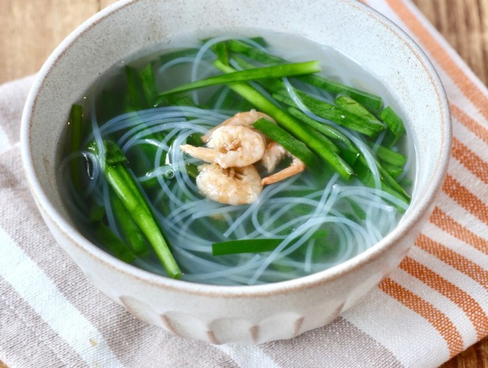 春雨と干しエビのニラスープ