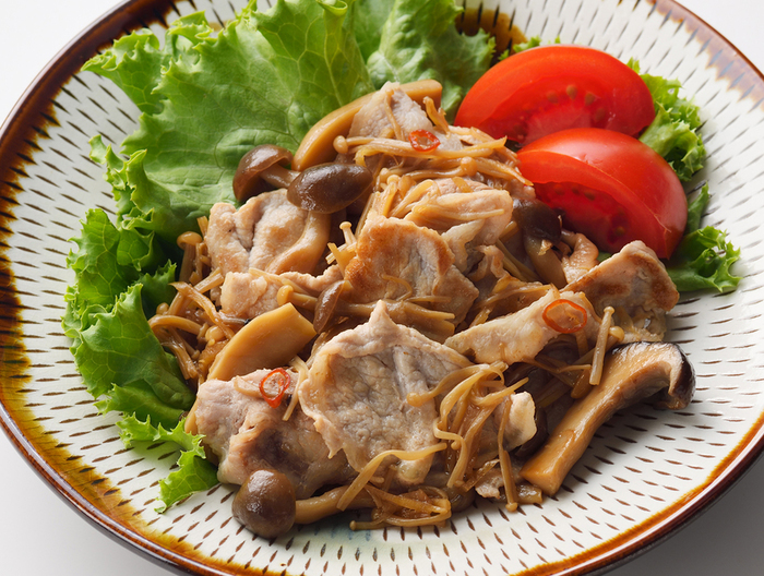 きのこのしょうが煮アレンジ　豚肉ときのこのしょうが焼き