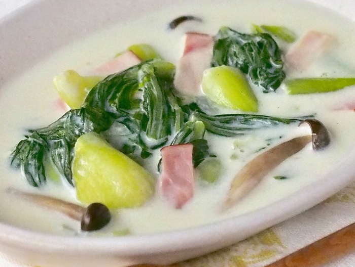 チンゲン菜のクリーム煮