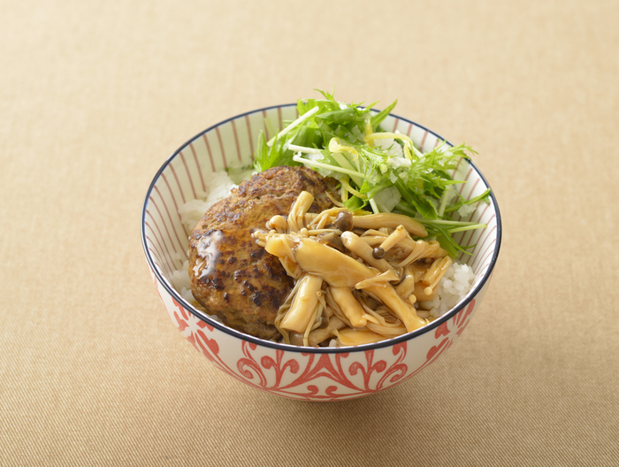 きのこ＆ハンバーグどんぶり