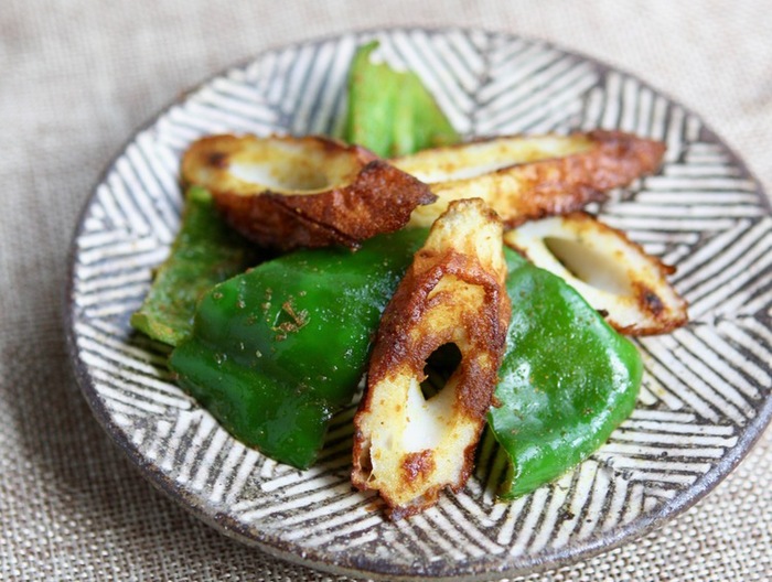 ちくわとピーマンのカレー炒め