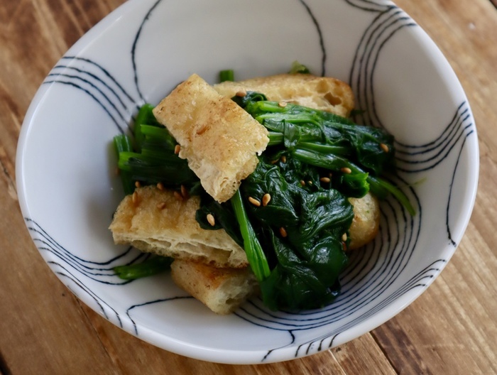 油揚げとほうれん草のポン酢和え