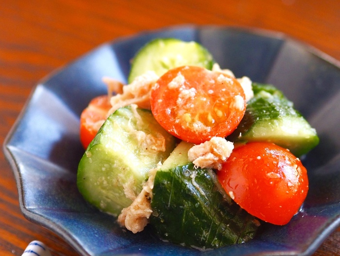 きゅうりとミニトマトのツナごまあえ