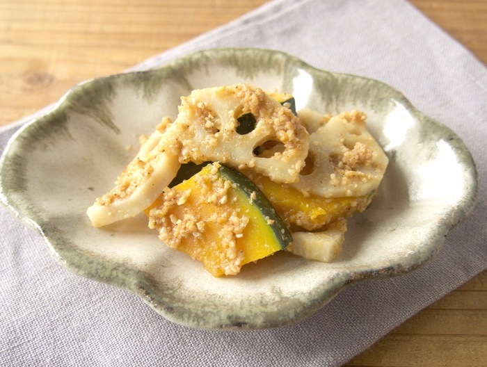 かぼちゃとれんこんのごま酢和え