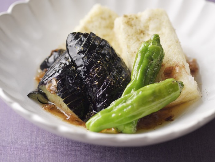 山椒香る 豆腐となすの揚げだし風