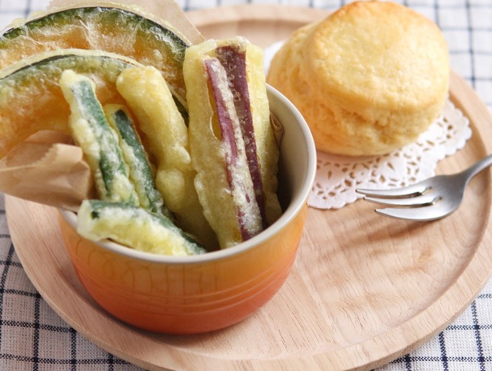 味覚障害の時の野菜の天ぷらとスコーン