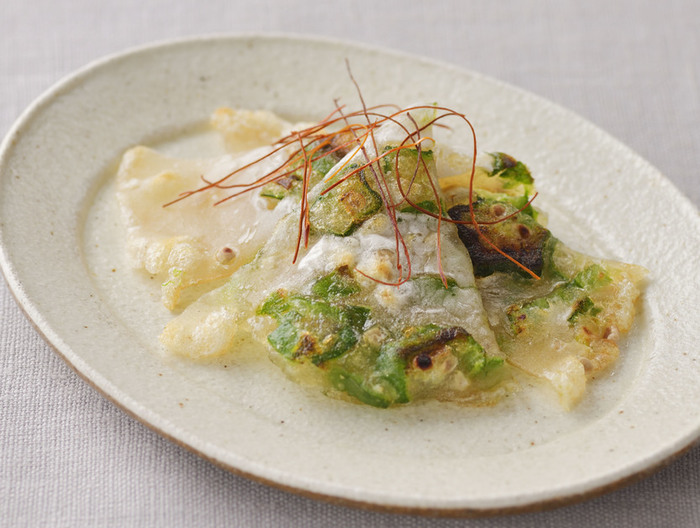 オクラのパリもちチヂミ