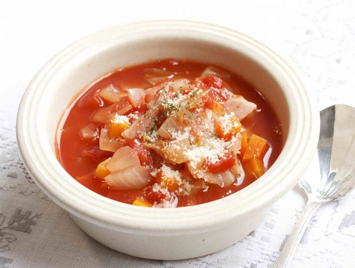 レンジで野菜たっぷりミネストローネ