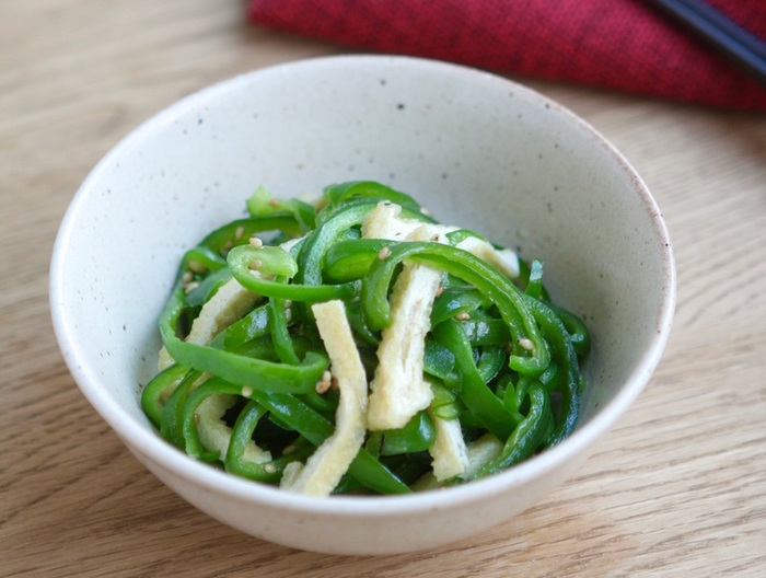 ピーマンと油揚げのナムル