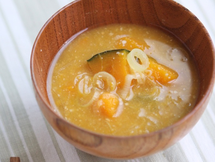 かぼちゃとねぎのみそ汁