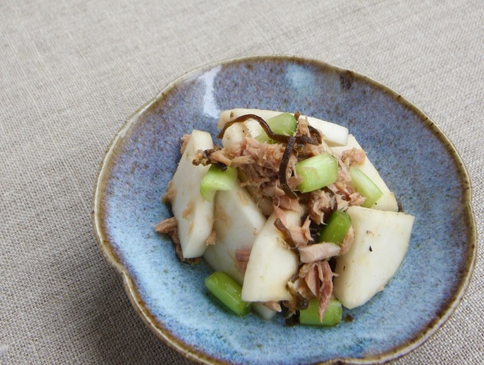 かぶとツナの塩昆布あえ