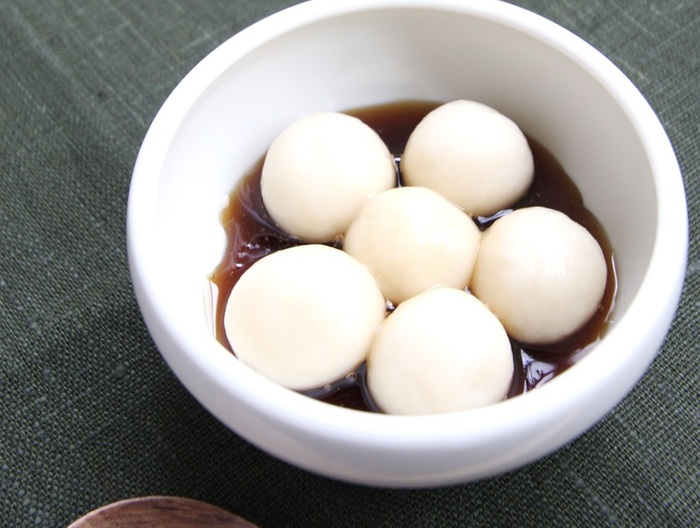 豆腐白玉の黒みつがけ