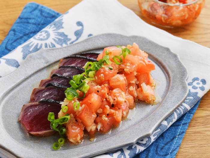 かつおのたたき トマト香味ドレッシング