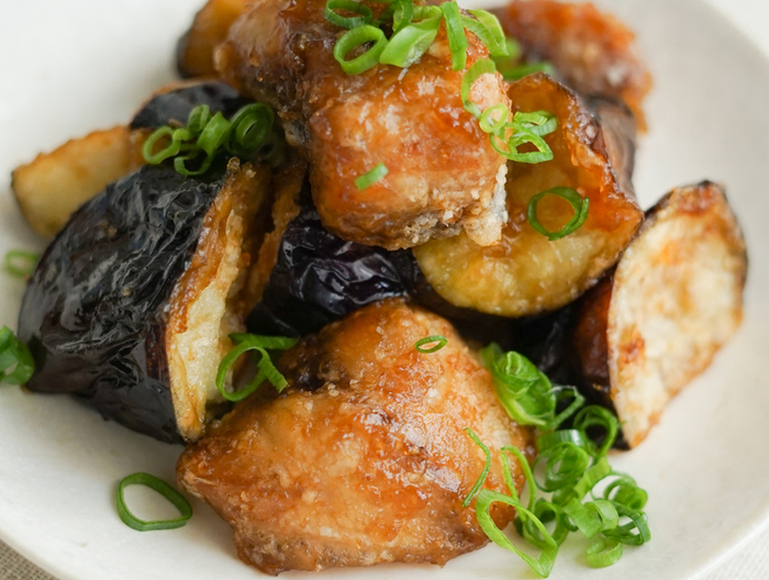 さばとなすの甘辛揚げ