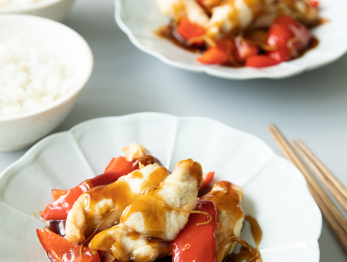 鶏ささ身の酢豚風