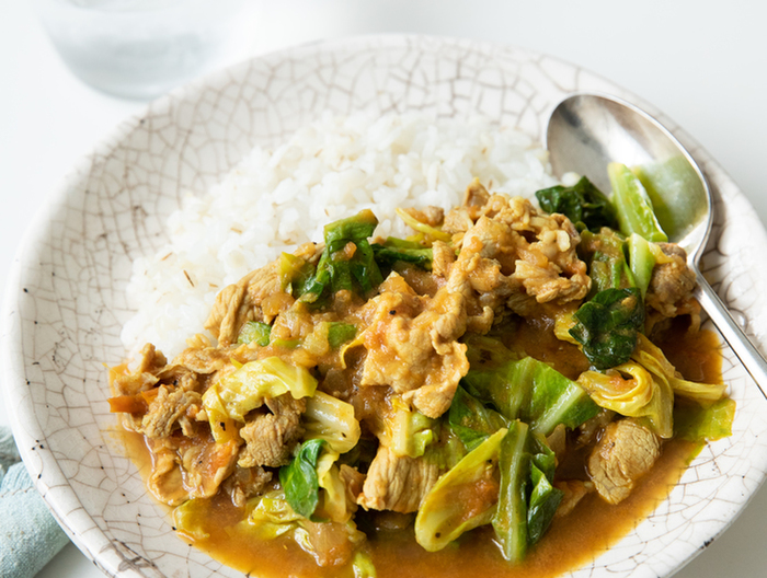 トマトとキャベツの和風カレーライス