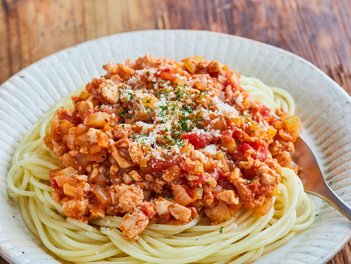 豆腐で作る ミートソース風スパゲッティ