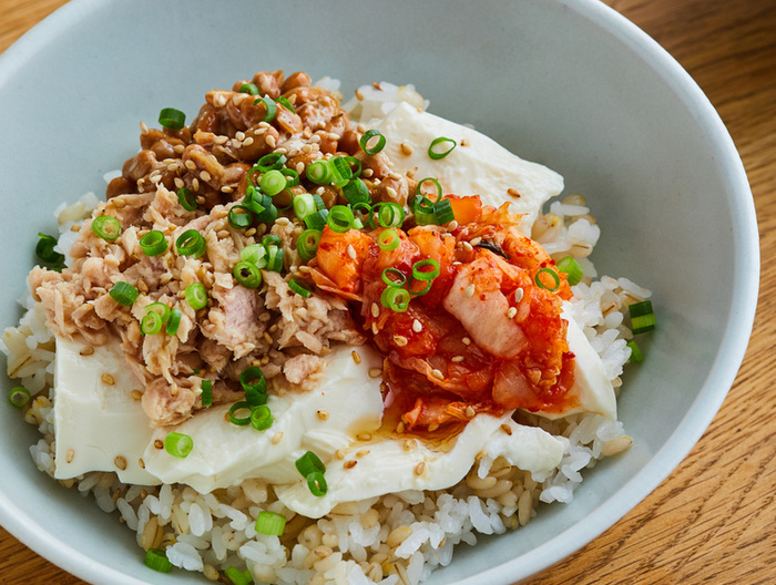 豆腐とツナと納豆のっけ丼
