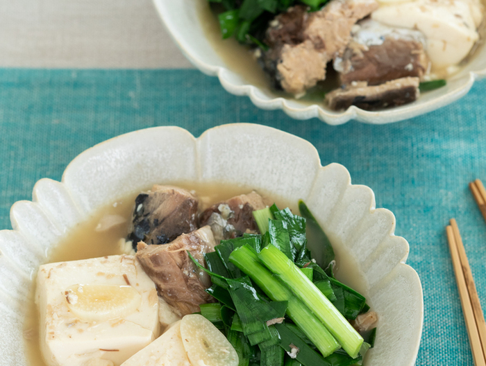 豆腐とさば缶のスタミナ煮