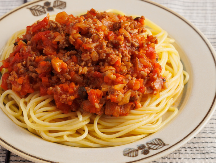 脂質控えめ ミートソーススパゲッティ