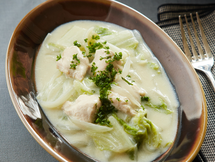 ささみと白菜の豆乳クリーム煮