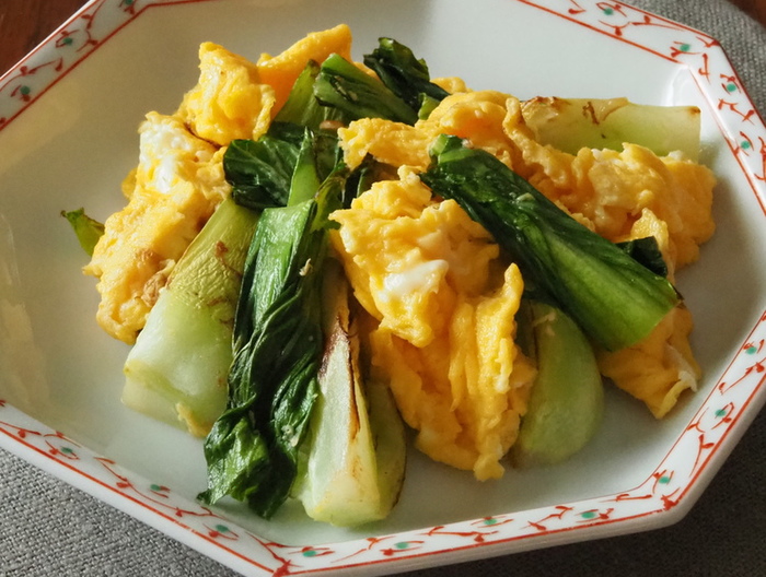 ふわふわ卵とチンゲン菜の中華炒め