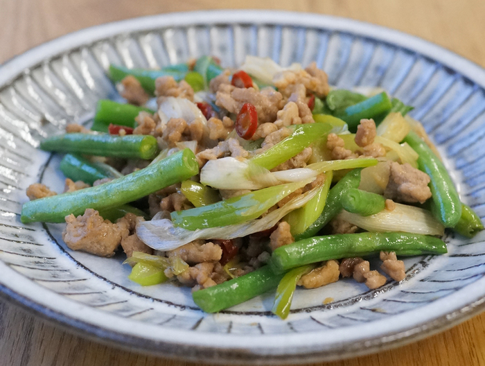 豚ひき肉といんげんの中華炒め