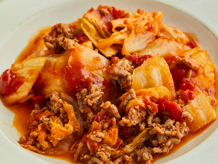 白菜のくたくたトマト蒸し煮